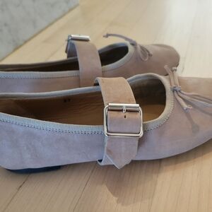 Pantofola D'oro Women's Taupe Suede Flats with Buckle